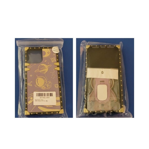 iPhone 13 Pro Max Cell Phone Case Cover Grip Holder Space Astronaut Purple Gold - Picture 1 of 5